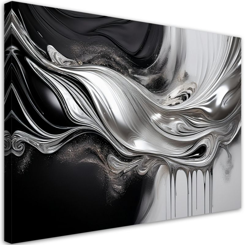 Obraz na płótnie Feeby Czarno Srebrna Abstrakcja 3D 100x70cm 1szt