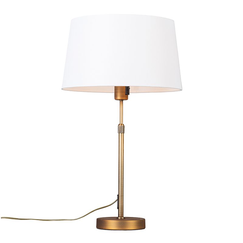 Nowoczesny lampa stołowa z kloszem Qazqa Parte 70 brąz okrągły max 60W E27 IP20 1 szt.