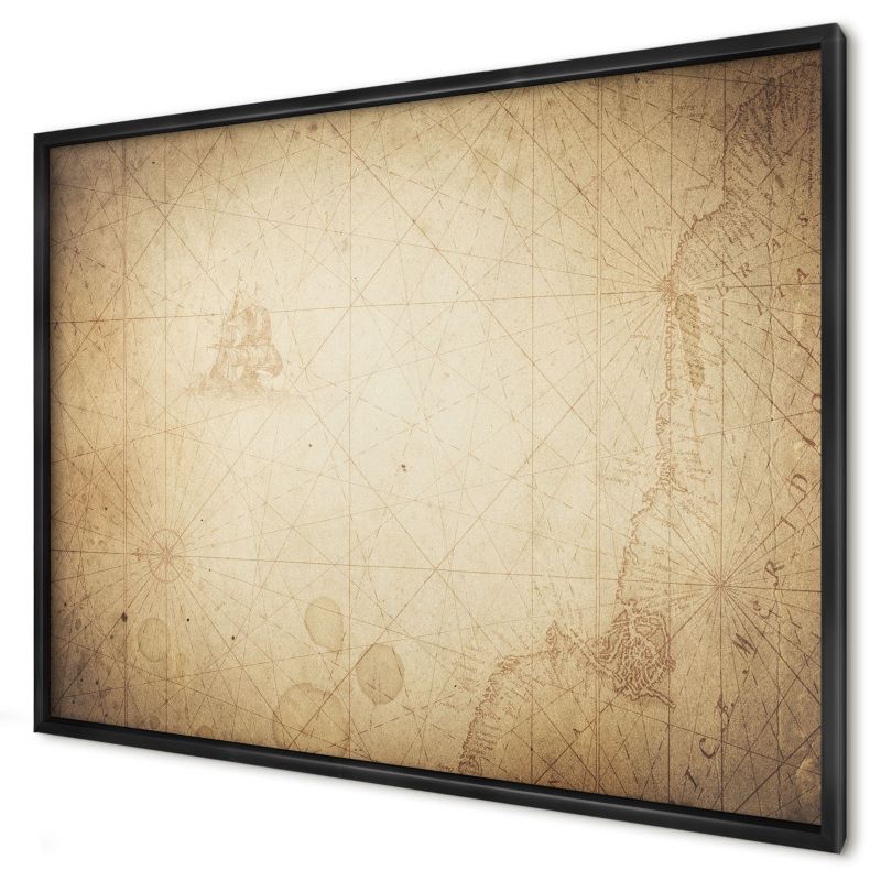 Tablica magnetyczna dekoracyjna Wallfluent 100x70 Antyczna mapa w czarnej ramie 1szt
