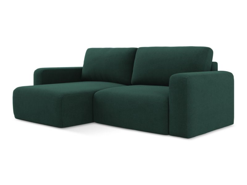 Narożnik lewostronny z funkcją spania LaMiaSofa OSTIA z tkaniny strukturalnej 244x149 cm butelkowa zieleń 1 szt.