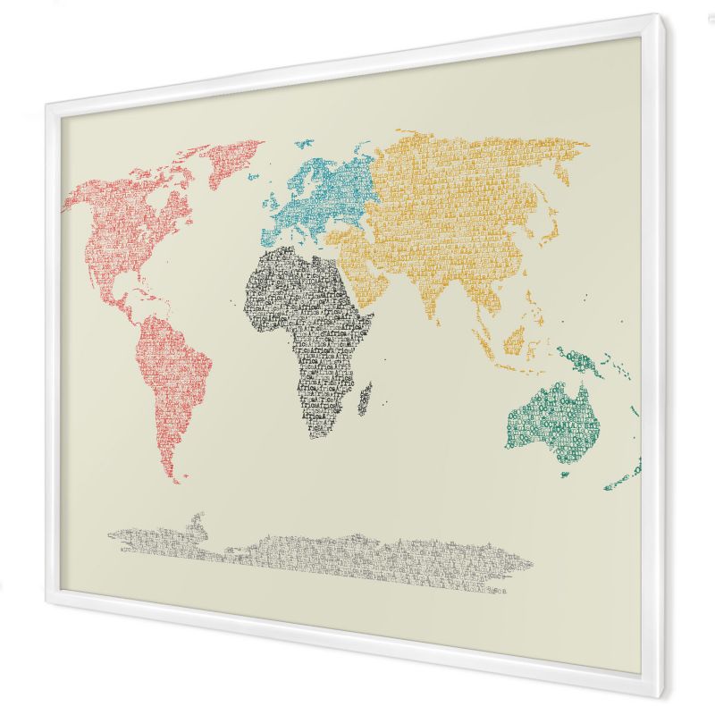Ozdobna tablica magnetyczna Wallfluent 80x60 Atlas świata w białej ramie 1szt