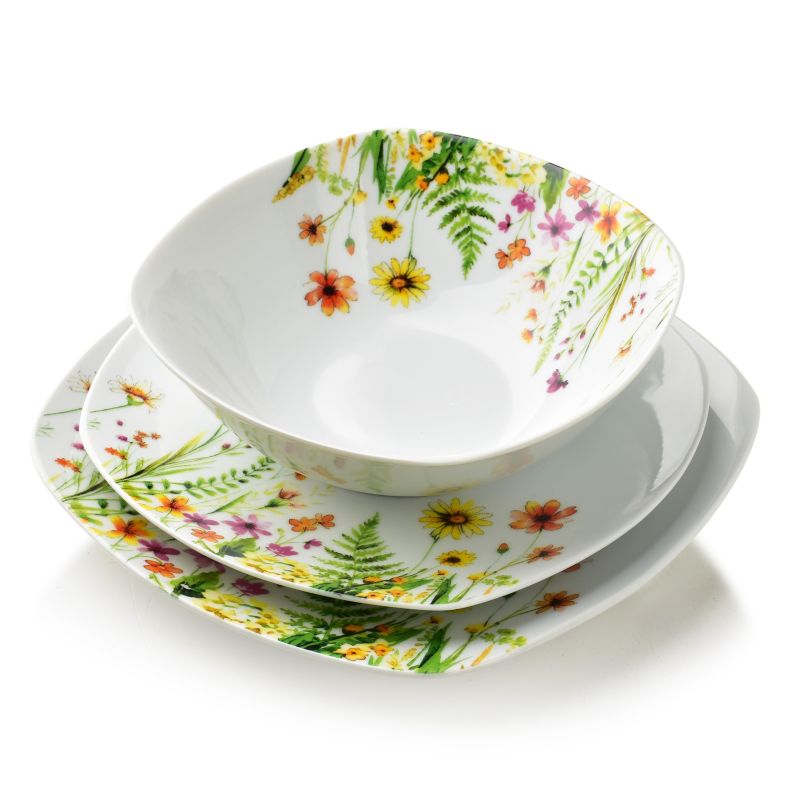 Komplet obiadowy porcelanowy Mondex AFFEKDESIGN LEA GELB 16,5/19,5/22cm biały 18el kpl