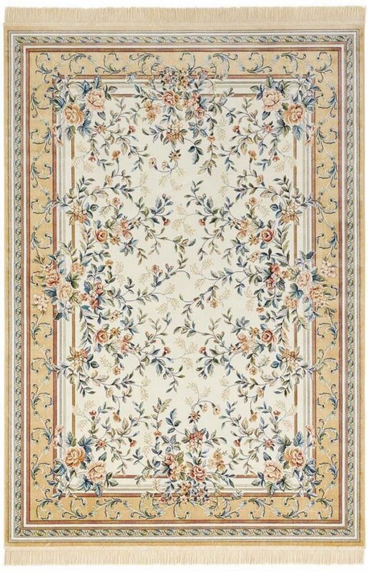 Dywan Nouristan Antik Flowers 160x230 cm, kremowo beżowy w kwiaty, z frędzlami, do salonu, 1 szt.