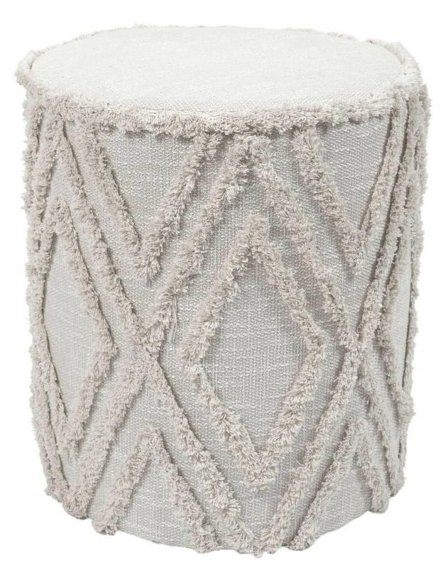 Pufa LUMA siedzisko boho z geometrycznym HowHomely beżowa 37 cm 1 szt.
