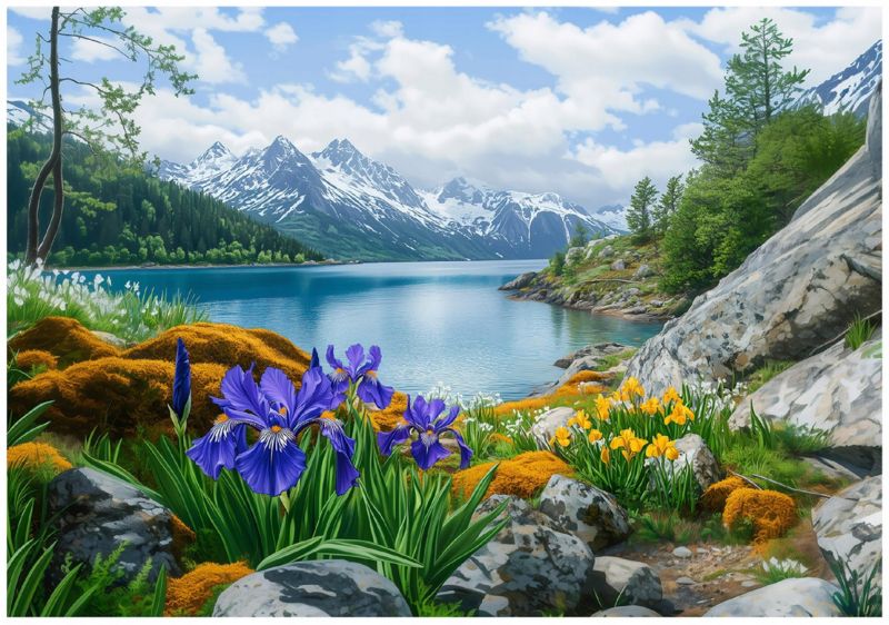 Tapeta Ścienna Natura Jezioro WALLARENA 400x280 cm Fototapeta Na Flizelinie 1 szt.