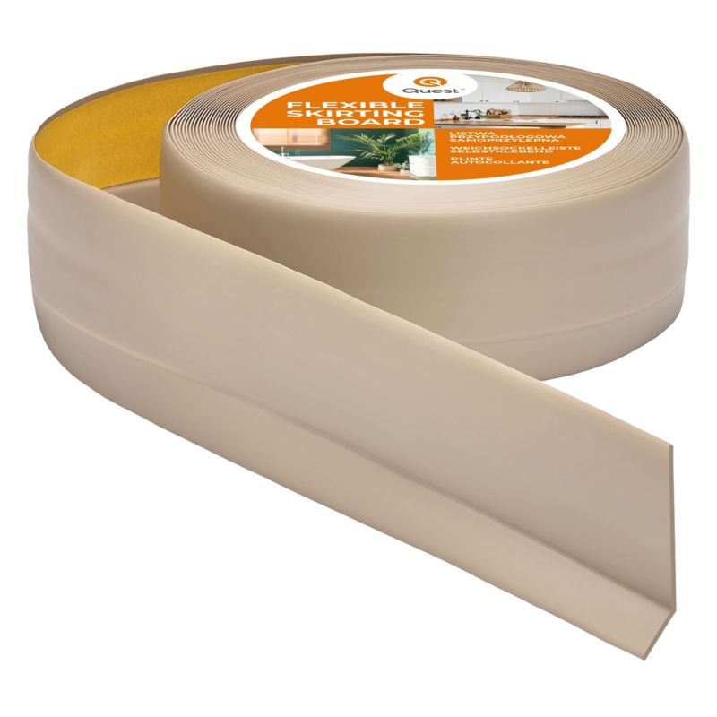 Listwa przypodłogowa PCV 50x20 mm QUEST, samoprzylepna elastyczna, miękka listwa podłogowa, cokołowa - 20m, beżowy, 1 szt.