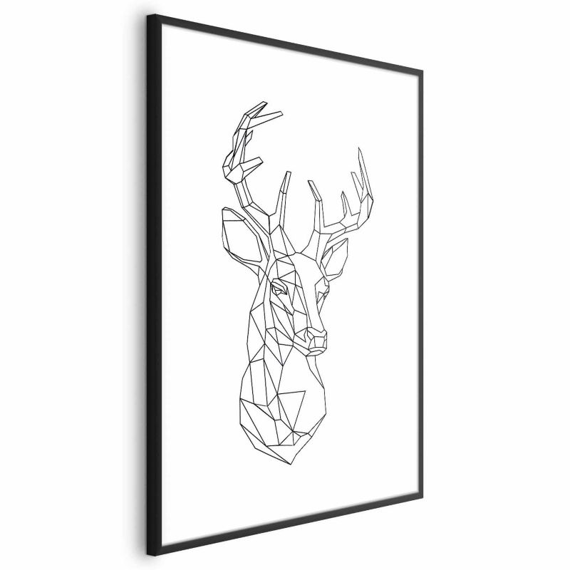 Plakat Artgeist Geometryczny jeleń 40x60 cm z ramą czarną 1 szt