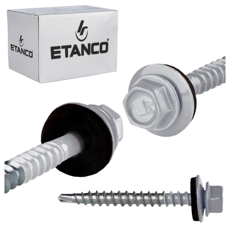 Wkręty farmerskie Etanco GTF2 Z14 4,8x50 mm RAL 9006 samowiercące 100szt