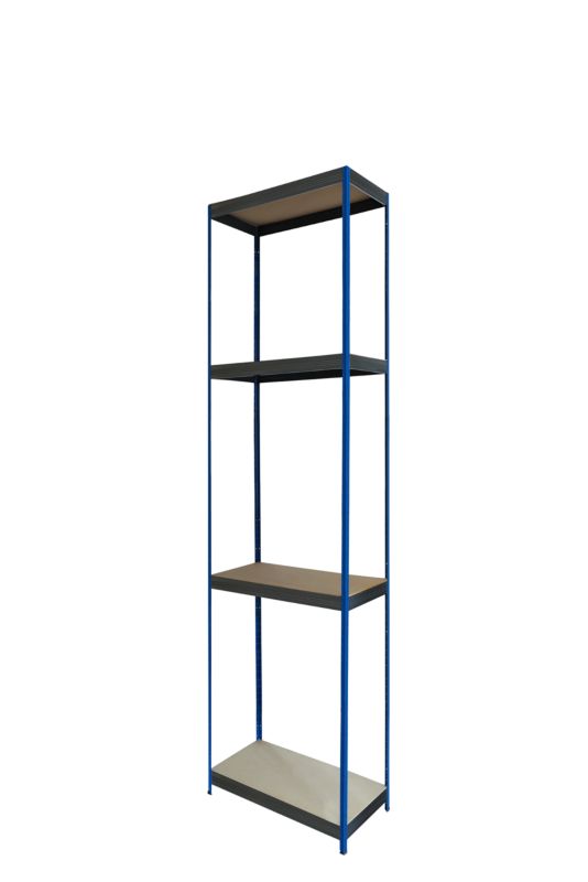 Regał metalowy MODO24 magazynowy garażowy niebiesko-grafitowy helios 180x30x30cm 4 półki po 175 kg 1 szt.