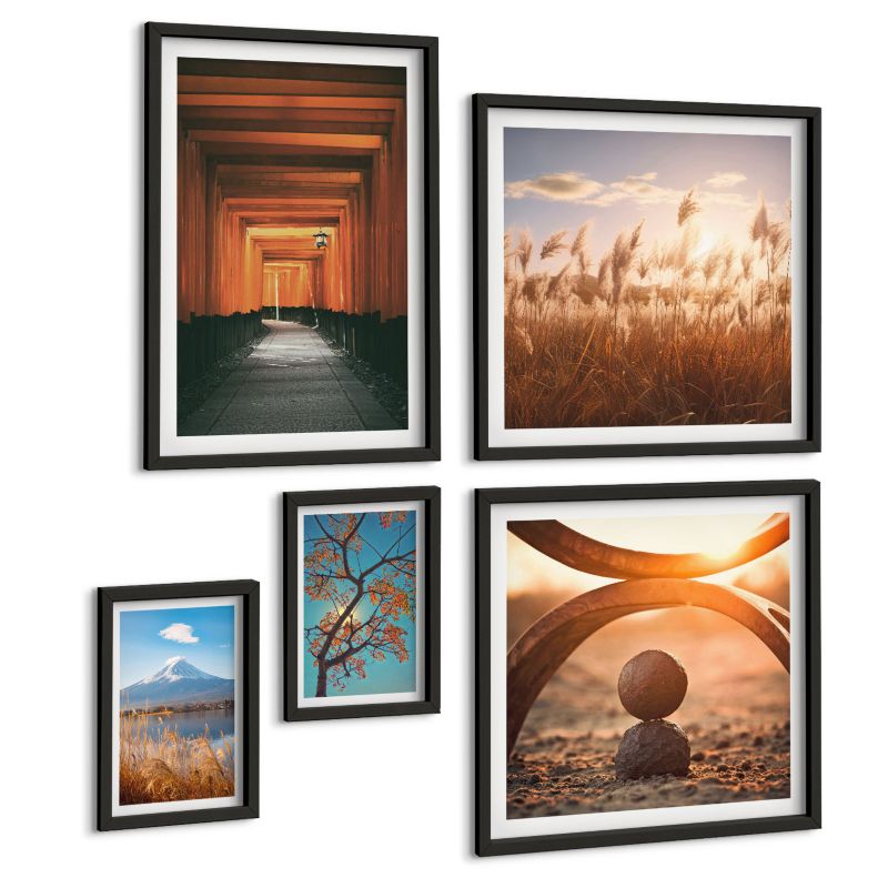 Komplet 5 Obrazów ArtPrintCave (2x50x50+2x20x30+40x60cm) Czarna rama Miasta nadmorskie architektura 1 kpl.