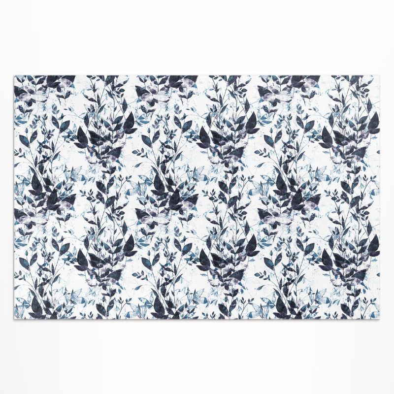 Dywan Winylowy Z Nadrukiem Wallfluent 60x90 cm Akwarelowe liście pnącza w kolorze indygo 1 szt.