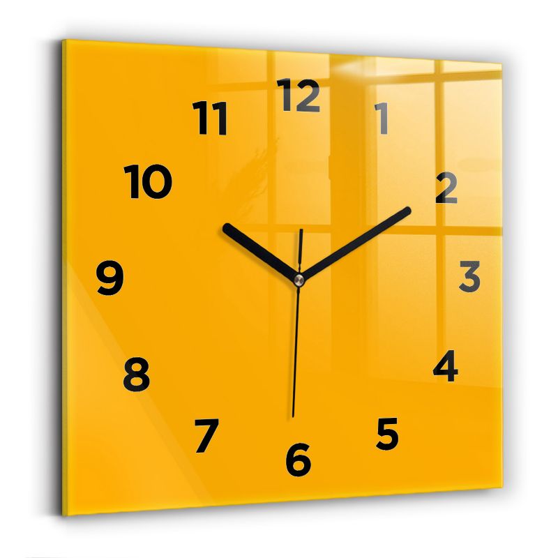 Zegar z czarnymi wskazówkami Wallfluent 30x30 cm Ciemny Żółty 1 szt.