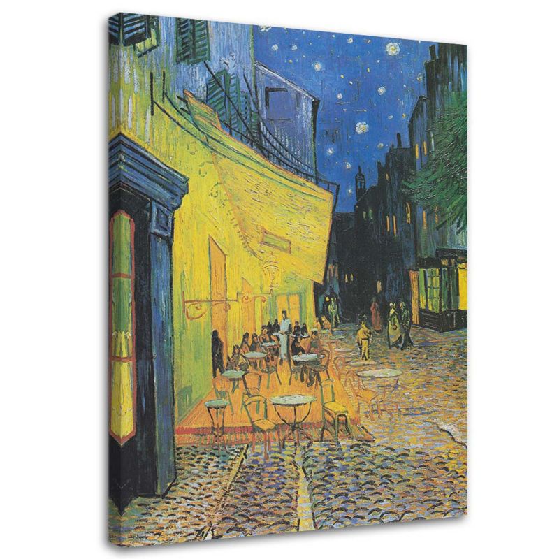 Obraz na płótnie Feeby Taras kawiarni w nocy - V. van Gogh reprodukcja 60x90cm 1szt