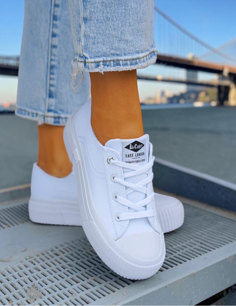 Białe Trampki Buty Sportowe Gruba Podeszwa Lee Cooper