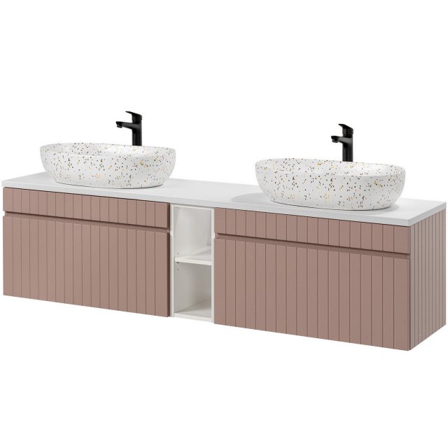 COMAD Zestaw mebli ICONIC ROSE 3 szafki z blatem ICONIC WHITE 160 cm,