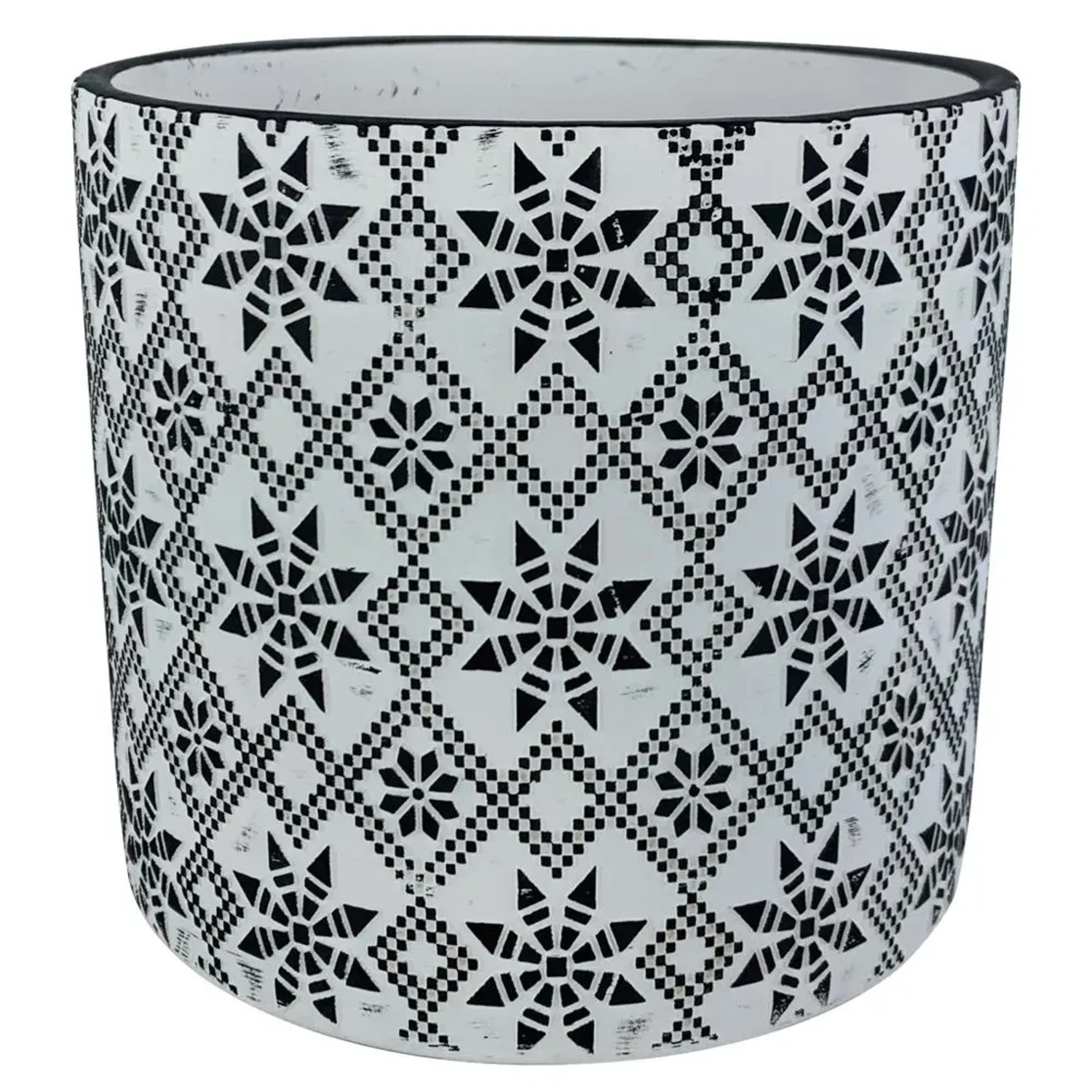 Osłonka India terakota biały/czar - śr. 13 cm