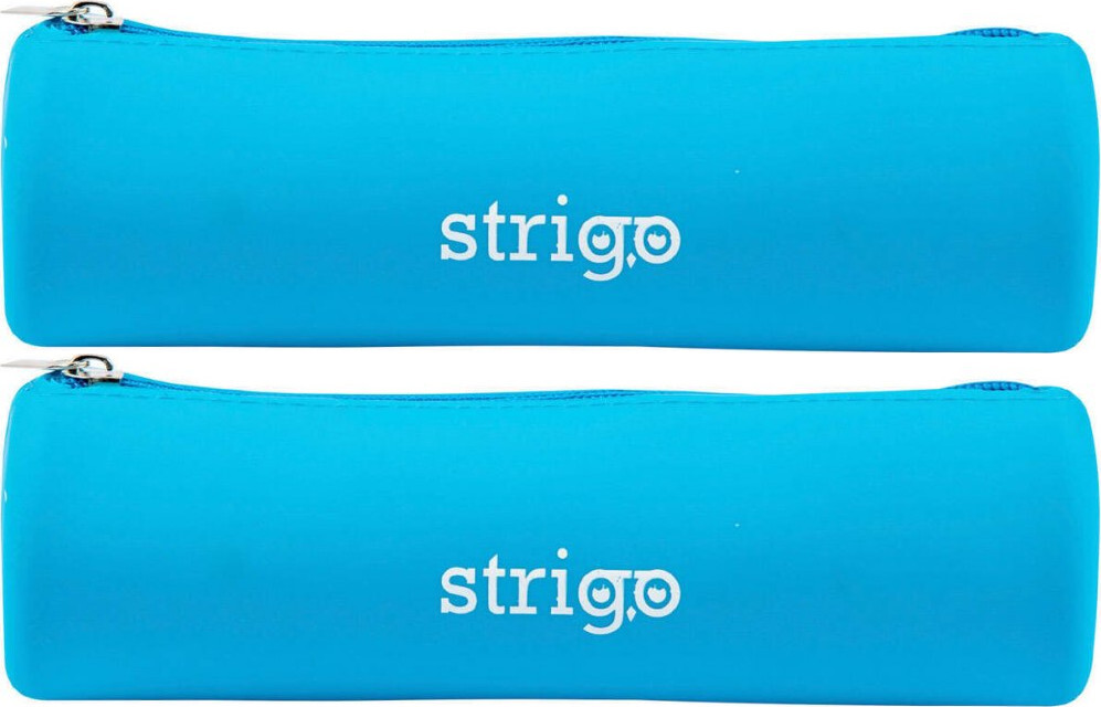 2x Piórnik 1-komorowy Strigo, silikonowy, owalny, bez wyposażenia, niebieski neonowy