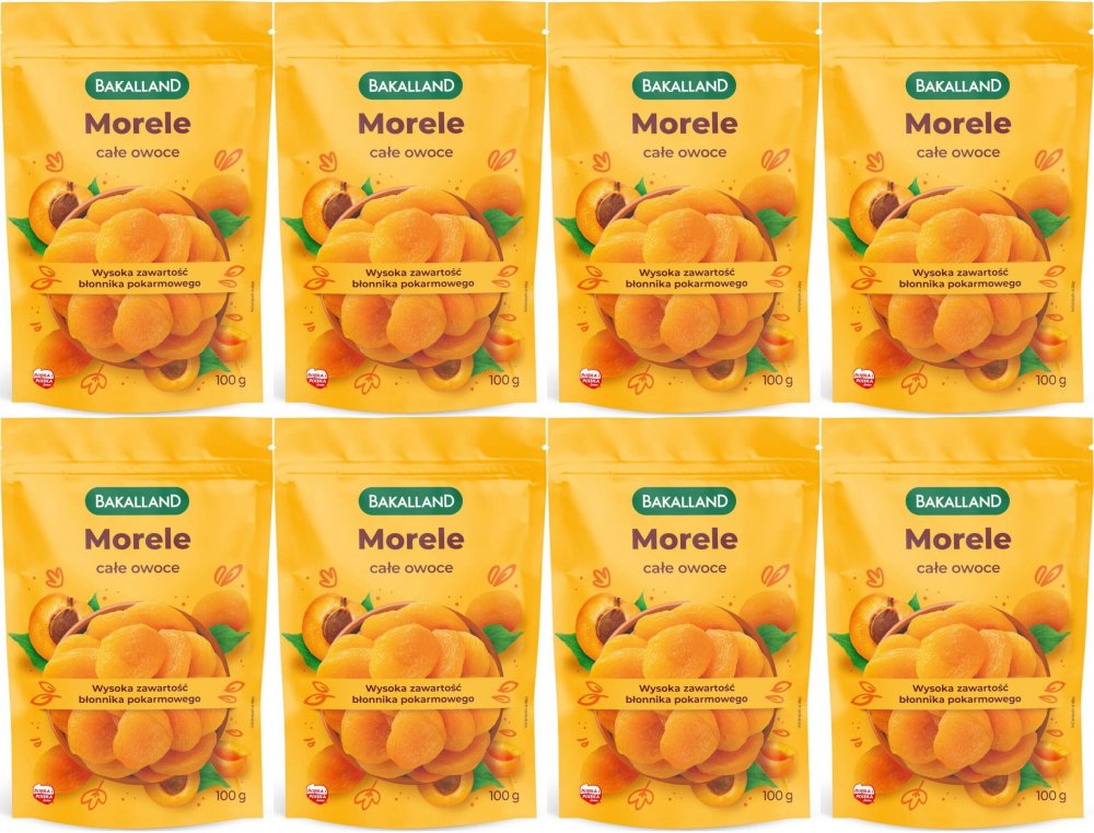 8x Morele suszone całe owoce Bakalland, 100g