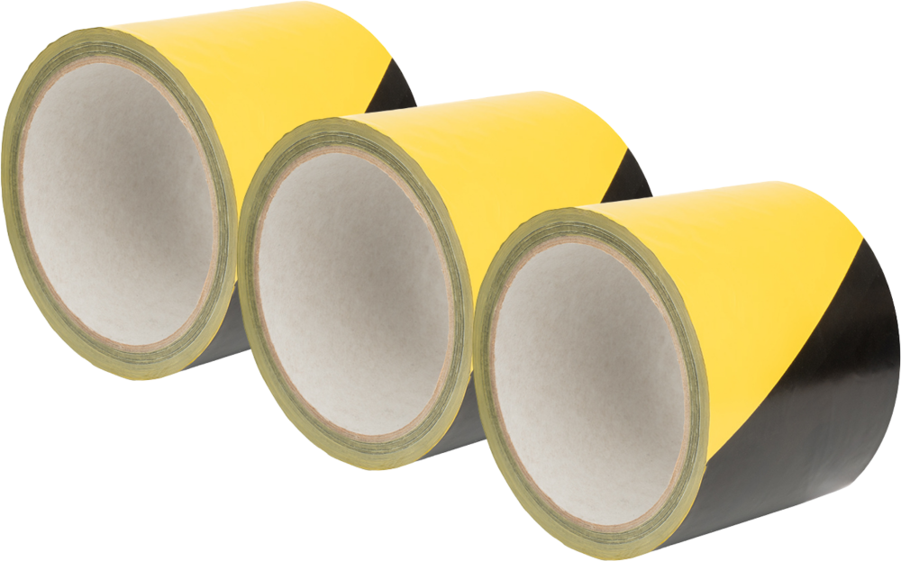 3x taśma ostrzegawcza Dalpo, 75mmx100m, czarno-żółty