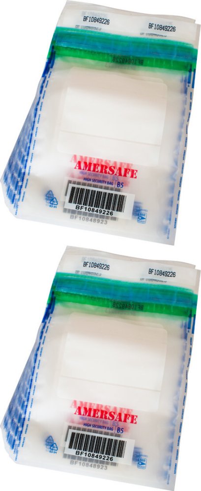 2x Koperta bezpieczna Amersafe, B5, z paskiem HK, 100 sztuk, przezroczysty