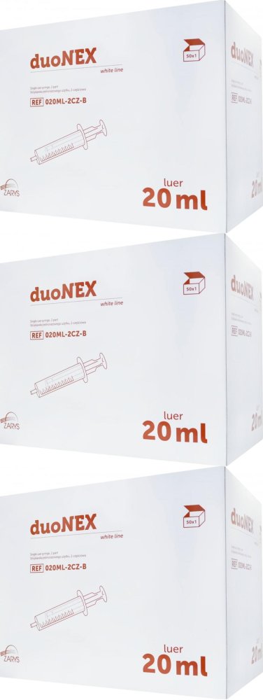 3x Strzykawka jednorazowa duoNEX, dwuczęściowa, 20ml, 50 sztuk