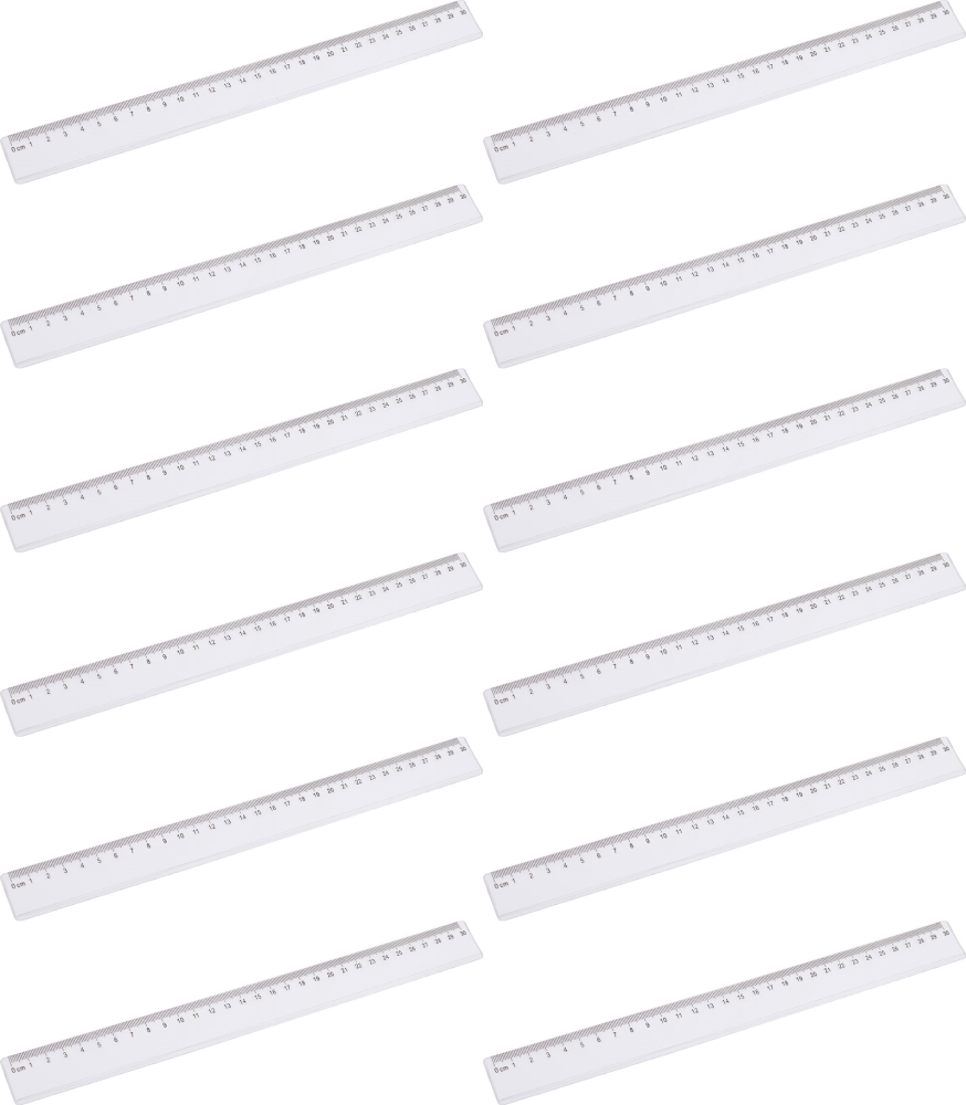 12x Linijka plastikowa D.Rect, 30cm, transparentny