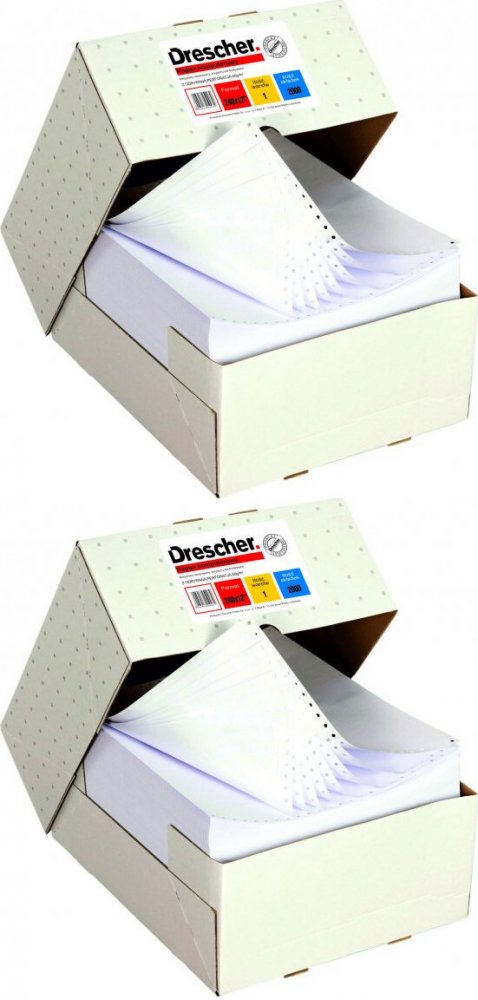 2x Papier komputerowy Drescher Polska Sp. z o.o., samokopiujący, 240mmx12", 1+2 z nadrukiem