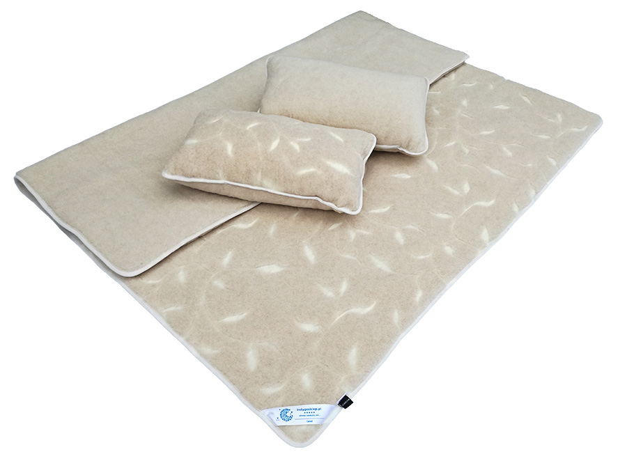 Pościel wełniana camel jasny benjamin/camel jasny (kołdra 180x200, 2x poduszka 40x60) (+-5cm)