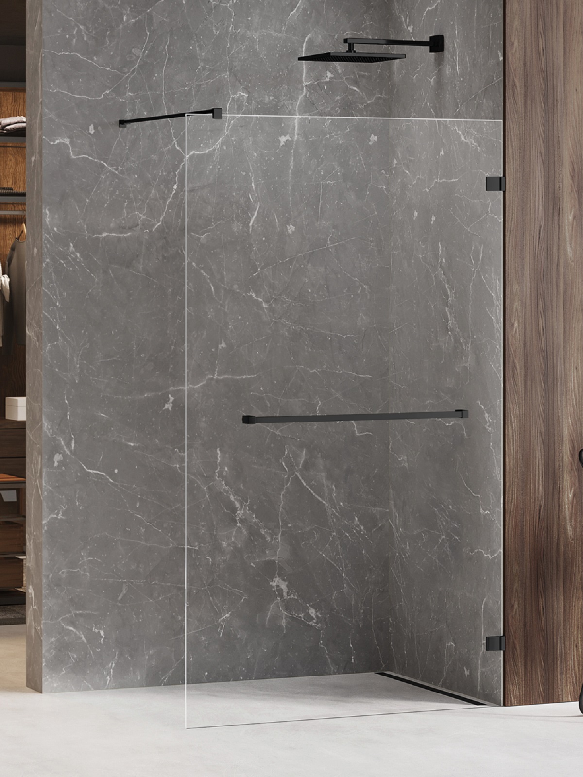 Darmowa Dostawa - Ścianka prysznicowa walk-in 120 cm czarny mat/szkło przezroczyste New Trendy Avexa Black EXK2682