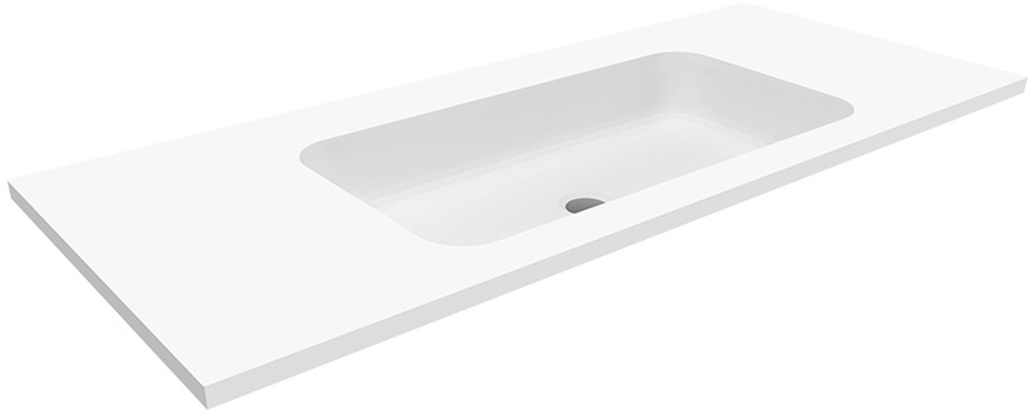 Cristalstone Linea Simpla umywalka 110x45 cm prostokątna wpuszczana-z blatem biała U1100-MCOT/CR/BO