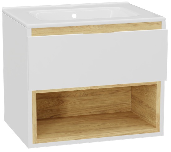 Zestaw Excellent Tuto 2.0 szafka 60 cm podumywalkowa wisząca z umywalką Pik biały-dąb/biały MLEX.2171.K.60.0165.WHWH
