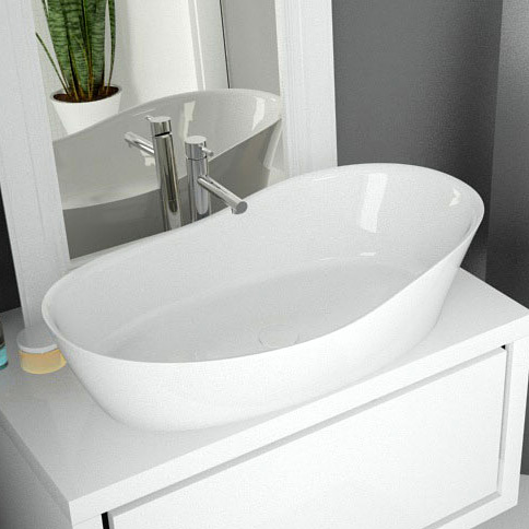 Hoesch Namur Lounge umywalka 70x40 cm nablatowa owalna biała mat 4422.013