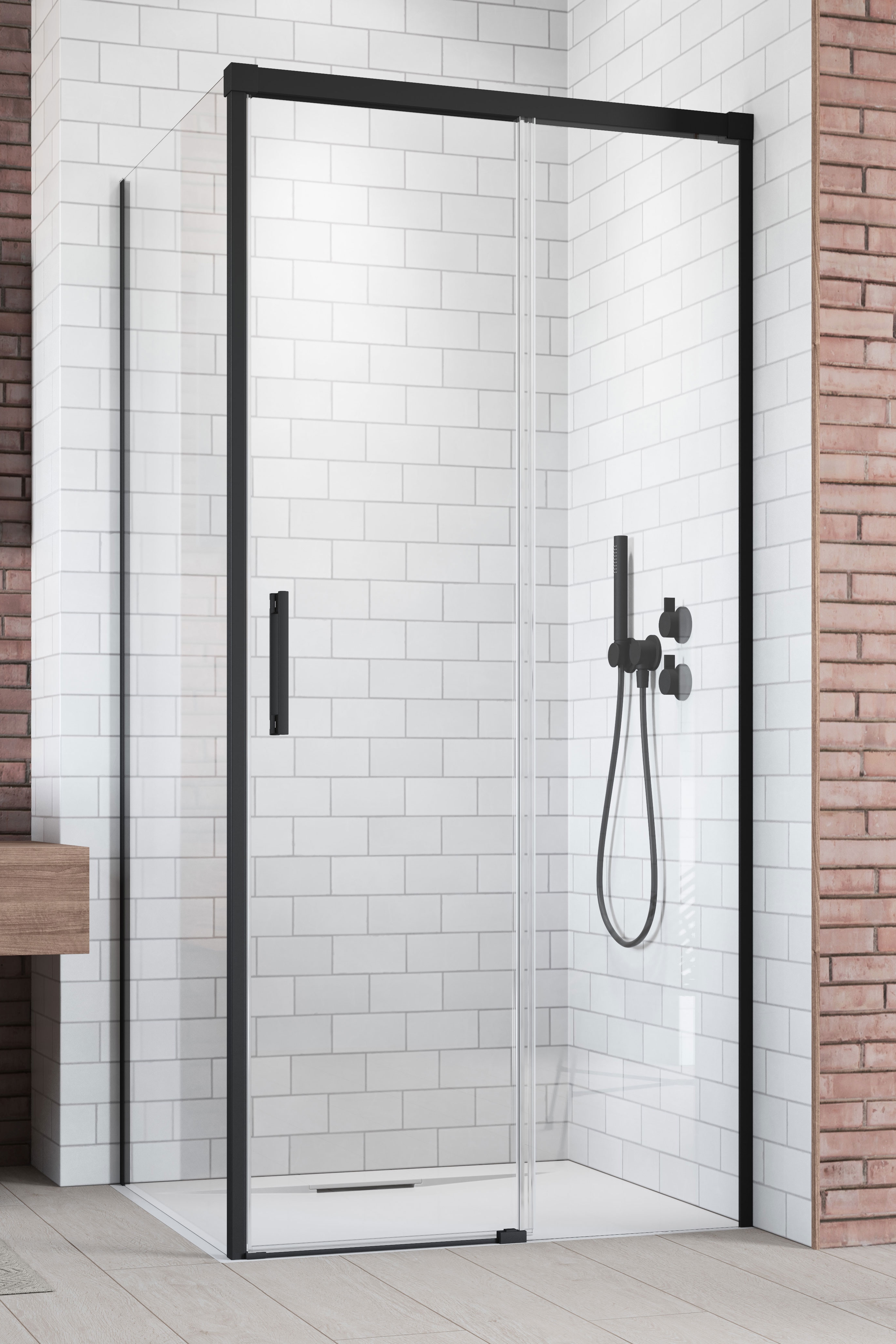 Radaway Idea Black KDJ drzwi prysznicowe 130 cm prawe czarny mat/szkło przezroczyste 387043-54-01R