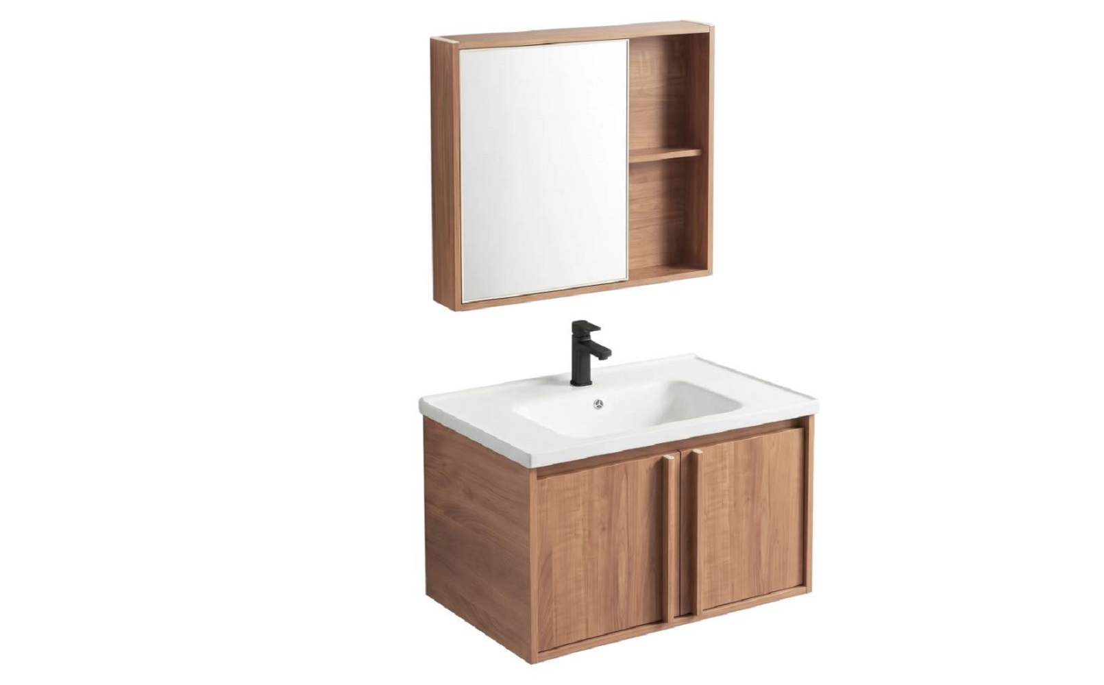 Rea Gama umywalka z szafką i lustrem 60 cm brązową REA-M0204