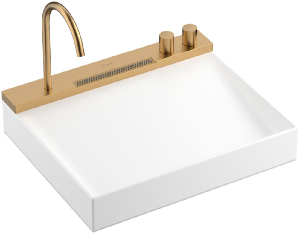 Hansgrohe Avalegra umywalka 58x47,5 cm prostokątna AquaUnit z baterią biały/brąz szczotkowany 22472140