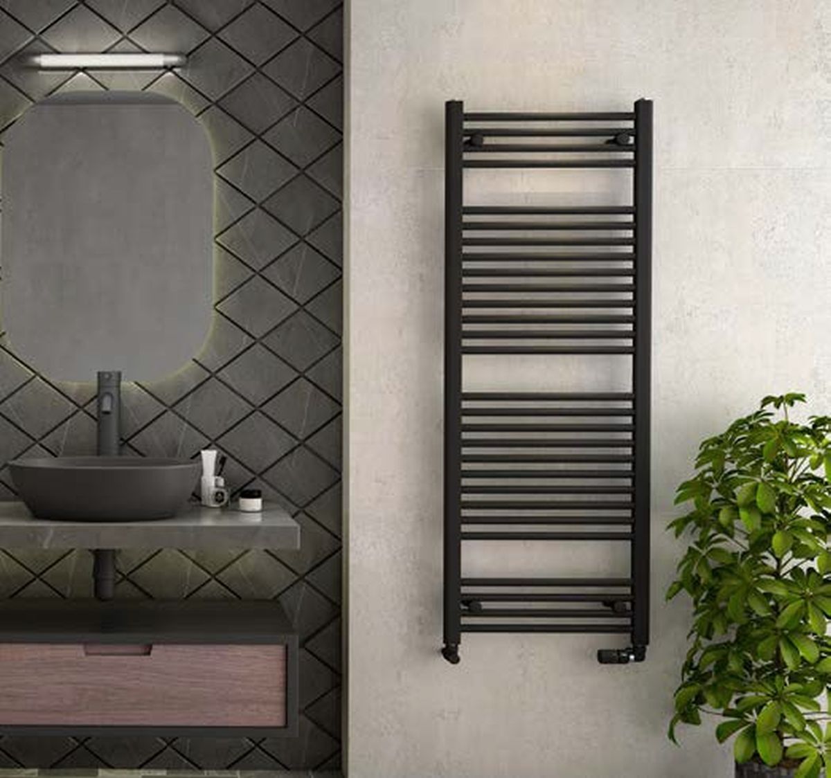 Zehnder Aura grzejnik łazienkowy drabinkowy 146,9x50 cm czarny PBN-150-050-9205 - Wysyłka w 24h