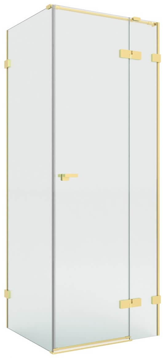 New Trendy Eventa Gold Brushed kabina prysznicowa 90x80 cm prostokątna prawa złoty szczotkowany/szkło przezroczyste EXK-8278