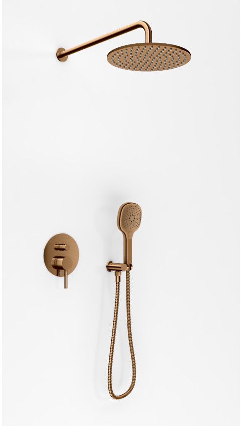 Kohlman Axel Brushed Copper zestaw prysznicowy podtynkowy z deszczownicą 25 cm miedź szczotkowana QW210ABCR25