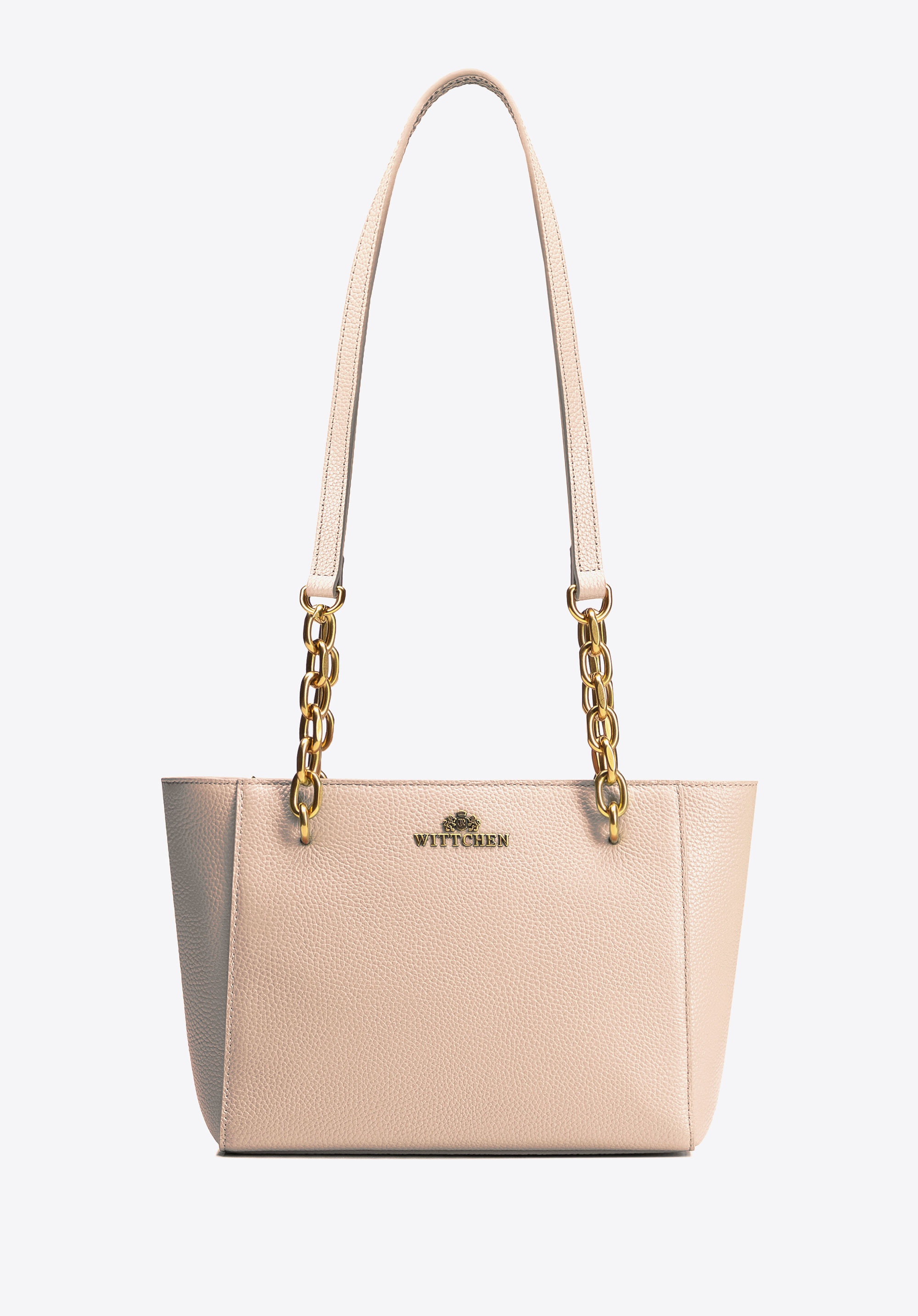 Damska torebka na ramię ze skóry beżowa