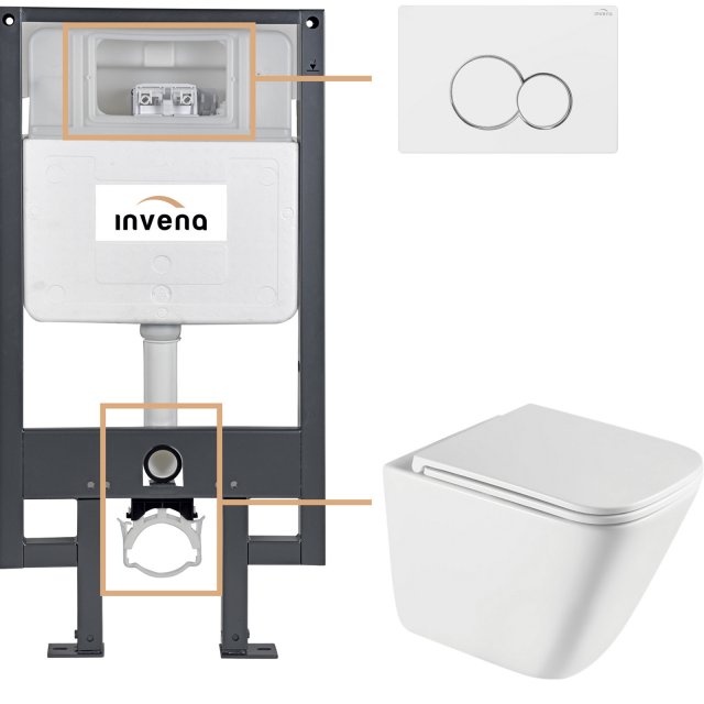 INVENA Zestaw podtynkowy 50 mechaniczny, miska PATRAS, deska, przycis