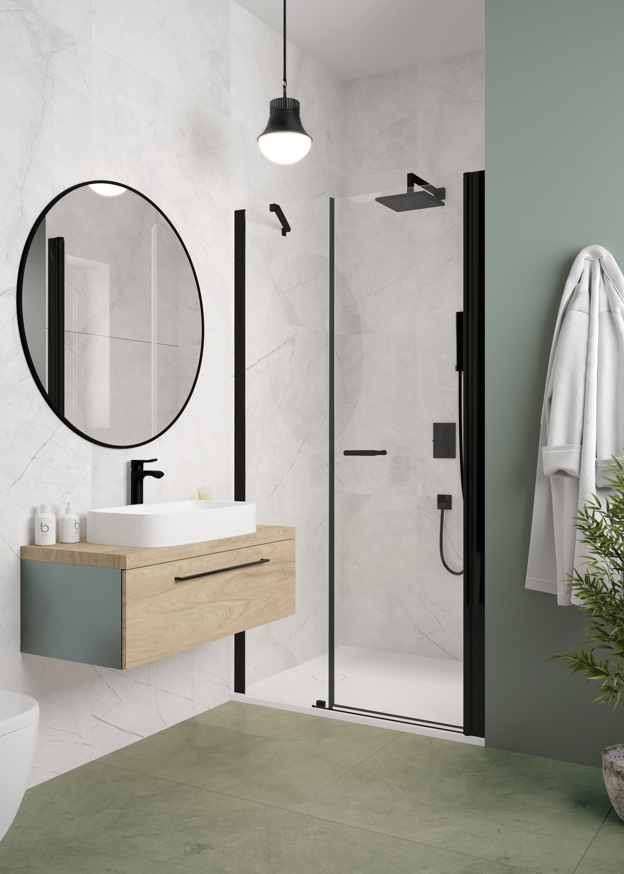 Darmowa Dostawa - Ścianka do drzwi, na wymiar 40 cm czarny mat/szkło przezroczyste Sanplast Exa Line 600540122059401