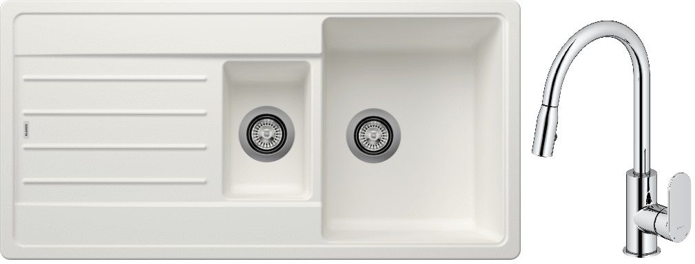 Darmowa Dostawa - Zlewozmywak z baterią biały/chrom Blanco Legra 6 S abset10038
