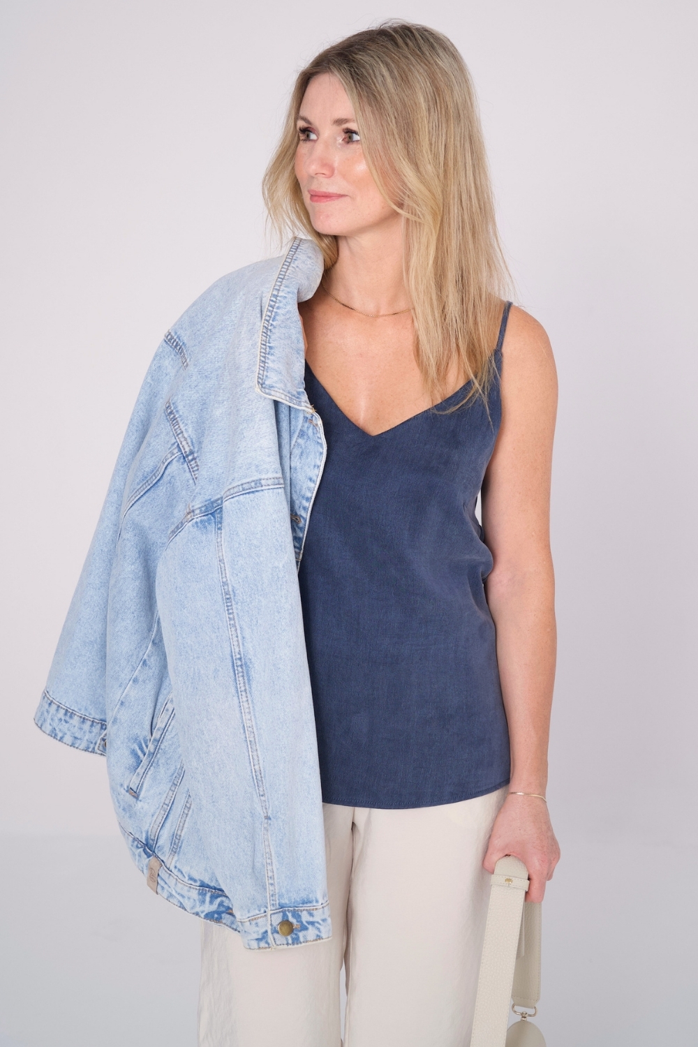 Lillow - Wiskozowy top MILOU - denim - Uszyto w Polsce