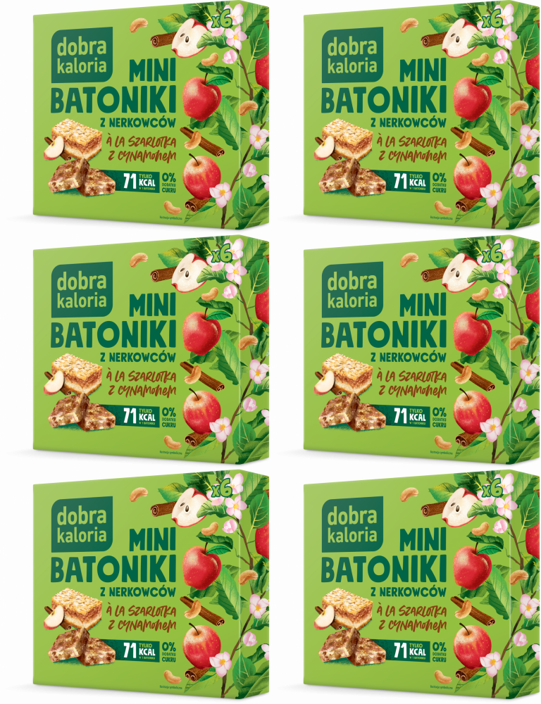 6x Mini batoniki z nerkowców a'la szarlotka z cynamonem, Dobra Kaloria, 6 sztuk, 102g