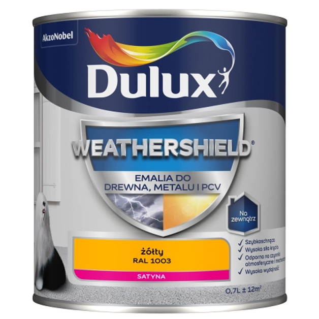 Emalia Weathershield do drewna, PCV i metalu Żółty RAL 1003 0,7L Dulux