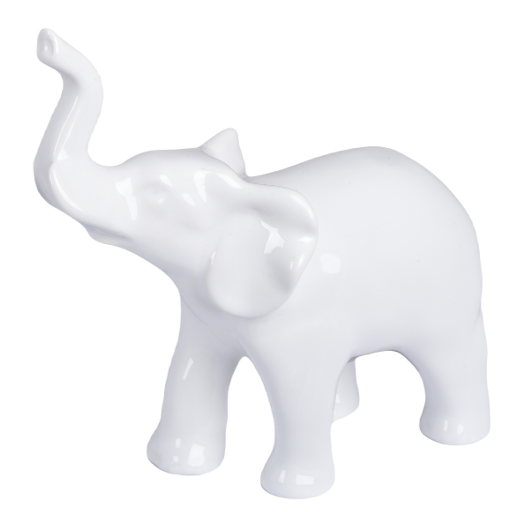 Figurka Słoń ceramiczny biały 18x20cm