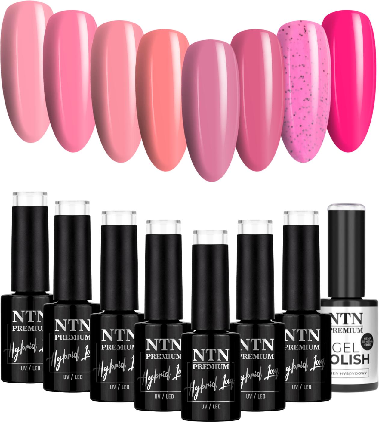 8x Lakier Hybrydowy NTN 5g Limited Edition Pinks 2 ZESTAW 8w1