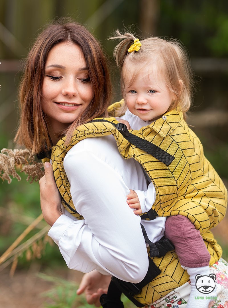 Nosidełko regulowane Grow Up Wrap: Big Herringbone light yellow Z dodatkami