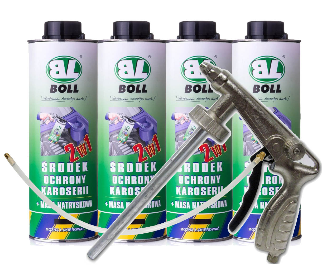 BOLL ŚRODEK OCHRONY KAROSERII + MASA NATRYSKOWA 2W1 CZARNY 4L + PISTOLET - Petrostar