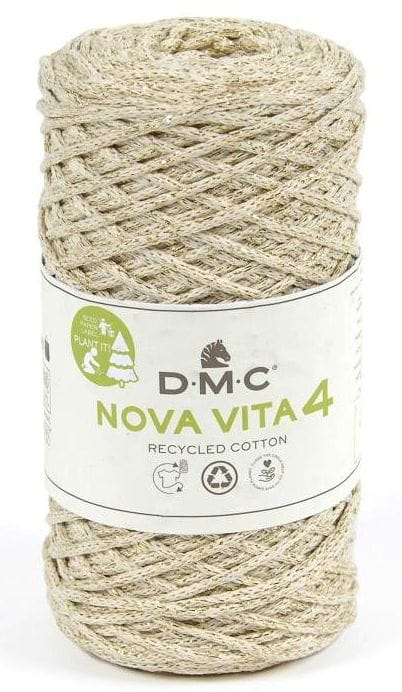 Sznurek Nova Vita fi3.5mm 03 ecrii / metalizowana złota nitka